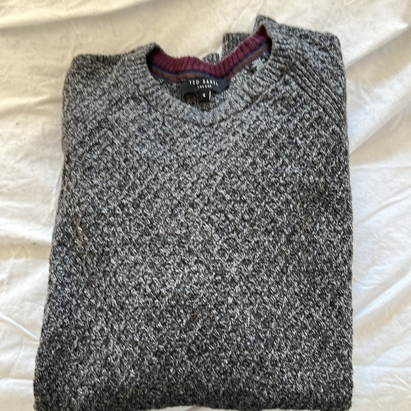 Ted Baker London Mens Gray Knit Crewneck Sweater Size 4 Wool Blend - Picture 5 of 5
